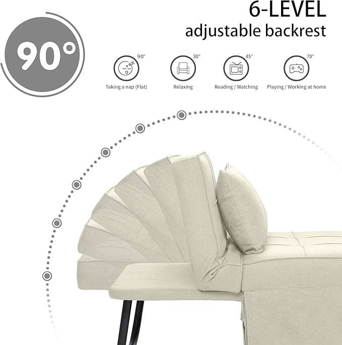 4 in 1 Multi-Function Folding Ottoman Breathable Linen Couch Bed