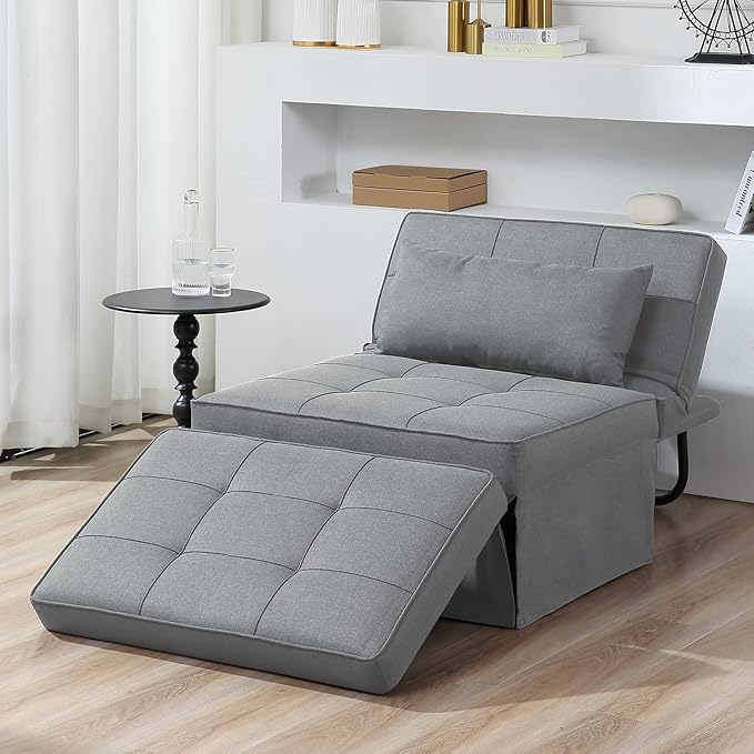 4 in 1 Multi-Function Folding Ottoman Breathable Linen Couch Bed